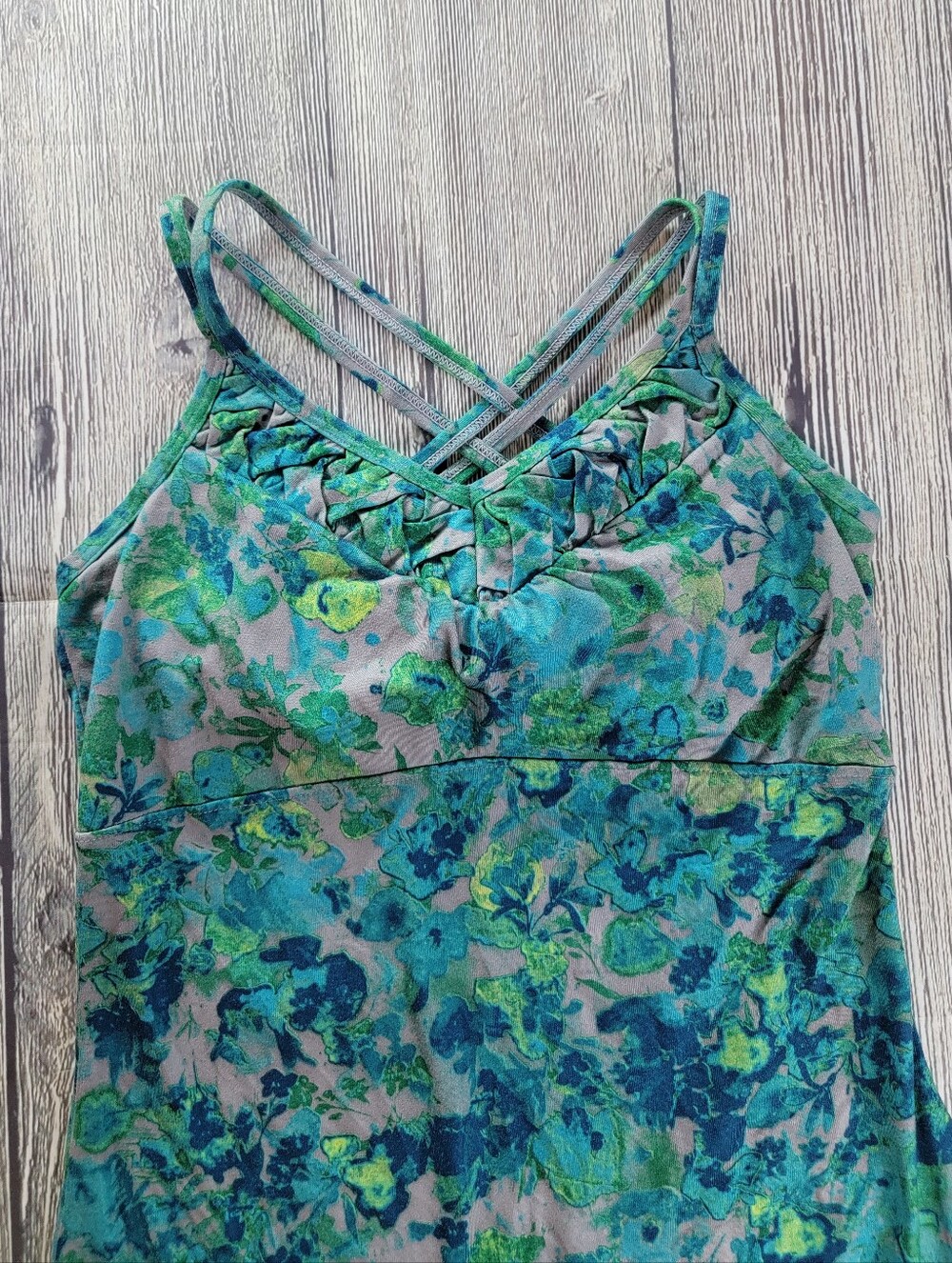 REI Floral Racerback Tank Top With Built In Bra - Picture 2 of 7